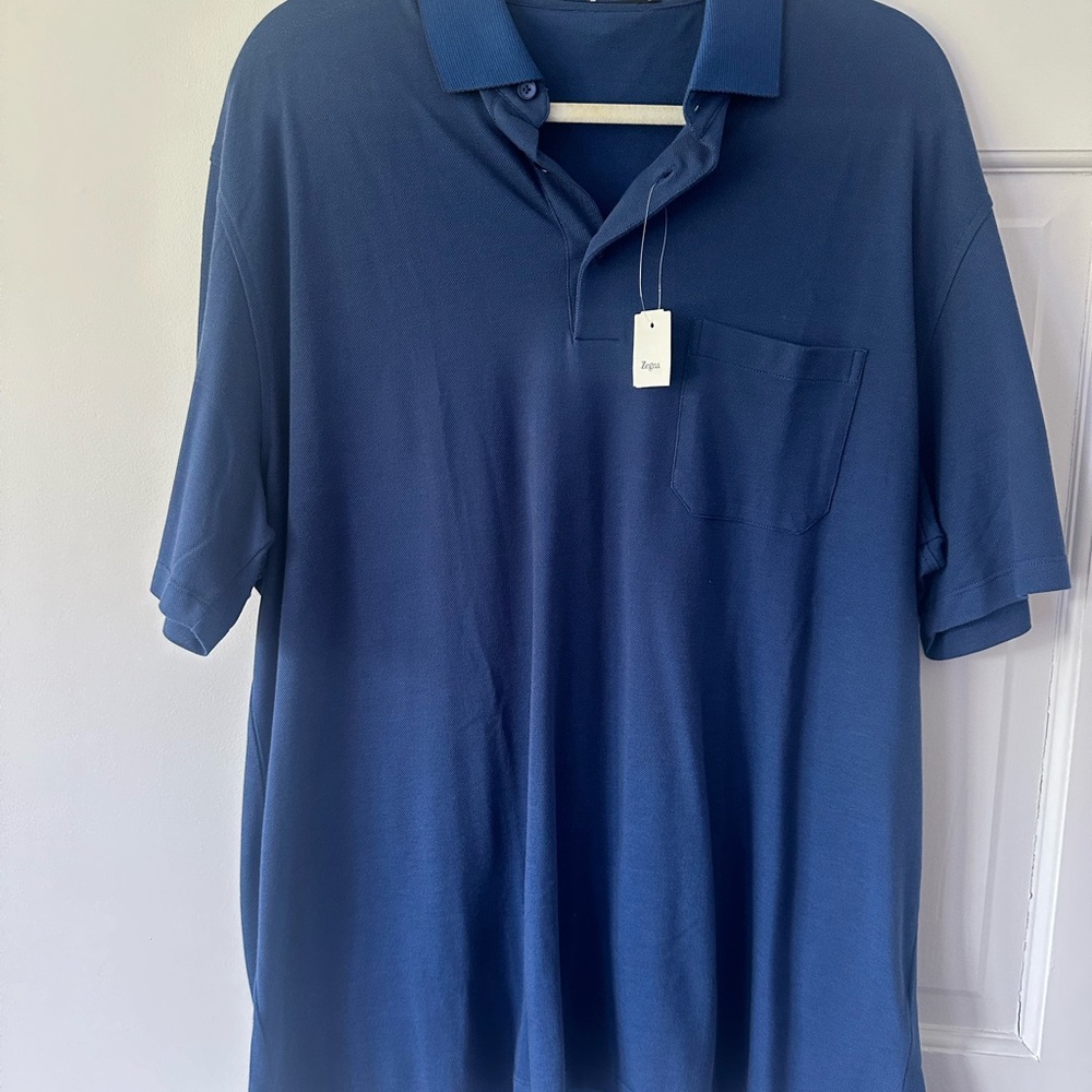 Ermenegildo Zegna Blue Polo Shirt Short Sleeve Casual